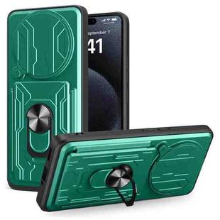 For Redmi Note 14 Pro+ 5G Sliding Camshield TPU+PC Phone Case with Card Slot(Dark Green)