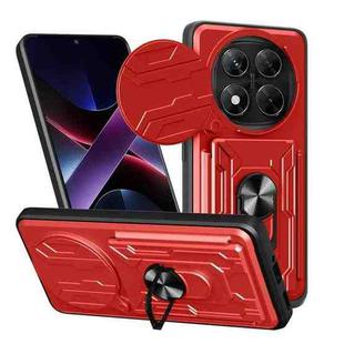For Redmi Note 14 Pro 4G Sliding Camshield TPU+PC Phone Case with Card Slot(Red)