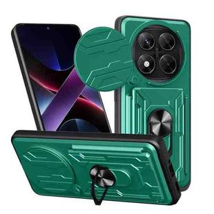 For Redmi Note 14 Pro 4G Sliding Camshield TPU+PC Phone Case with Card Slot(Dark Green)