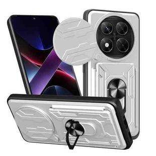 For Redmi Note 14 Pro 4G Sliding Camshield TPU+PC Phone Case with Card Slot(White)