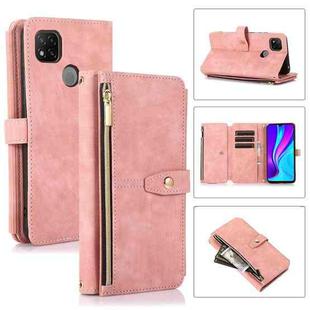 For Xiaomi Redmi 9C Dream 9-Card Wallet Zipper Bag Leather Phone Case(Pink)