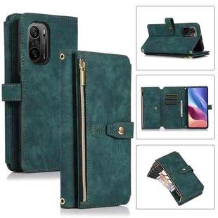 For Xiaomi Redmi K40 Dream 9-Card Wallet Zipper Bag Leather Phone Case(Green)