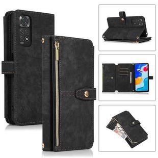 For Xiaomi Redmi Note 11s Dream 9-Card Wallet Zipper Bag Leather Phone Case(Black)