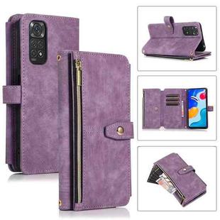 For Xiaomi Redmi Note 11s Dream 9-Card Wallet Zipper Bag Leather Phone Case(Purple)
