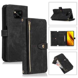 For Xiaomi Poco X3 NFC Dream 9-Card Wallet Zipper Bag Leather Phone Case(Black)