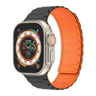 For Apple Watch Ultra 49mm Magnetic Loop Silicone Watch Band(Black Orange)