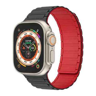 For Apple Watch Ultra 49mm Magnetic Loop Silicone Watch Band(Black Red)