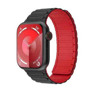 For Apple Watch Series 8 41mm Magnetic Loop Silicone Watch Band(Black Red)