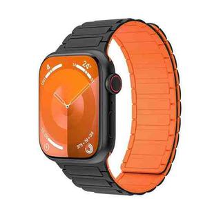 For Apple Watch SE 2022 44mm Magnetic Loop Silicone Watch Band(Black Orange)