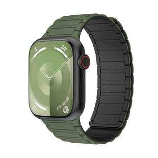 For Apple Watch Series 7 41mm Magnetic Loop Silicone Watch Band(Army Green Black)