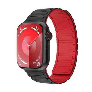 For Apple Watch SE 40mm Magnetic Loop Silicone Watch Band(Black Red)