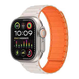 For Apple Watch Ultra 2 49mm Magnetic Loop Silicone Watch Band(Starlight Orange)