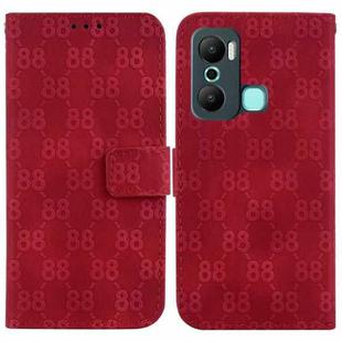 For Infinix Hot 20 Play Double 8-shaped Embossed Leather Phone Case(Red)