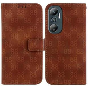 For Infinix Hot 20 Double 8-shaped Embossed Leather Phone Case(Brown)