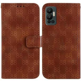 For Infinix Hot 12 Double 8-shaped Embossed Leather Phone Case(Brown)