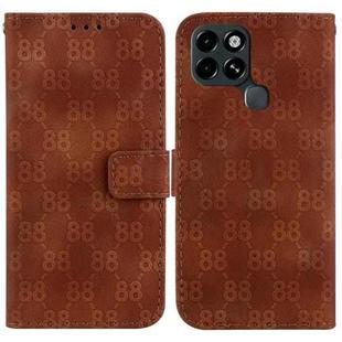For Infinix Smart 6 Double 8-shaped Embossed Leather Phone Case(Brown)