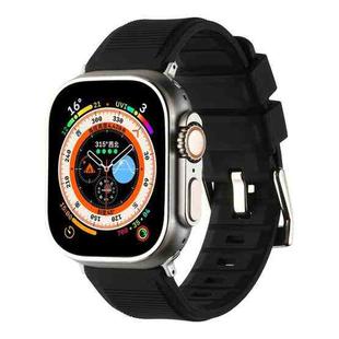 For Apple Watch Ultra 49mm Double Ring Silicone Watch Band(Black)