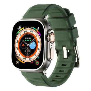 For Apple Watch 8 41mm Double Ring Silicone Watch Band(Army Green)