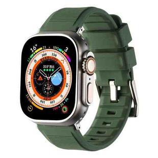 For Apple Watch 8 45mm Double Ring Silicone Watch Band(Army Green)