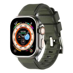 For Apple Watch 8 45mm Double Ring Silicone Watch Band(Dark Green)