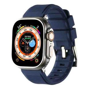 For Apple Watch 8 45mm Double Ring Silicone Watch Band(Dark Blue)