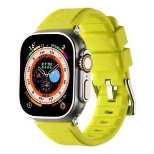 For Apple Watch 8 45mm Double Ring Silicone Watch Band(Fluorescent Green)