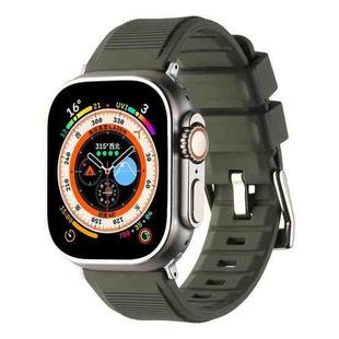 For Apple Watch SE 2022 44mm Double Ring Silicone Watch Band(Dark Green)