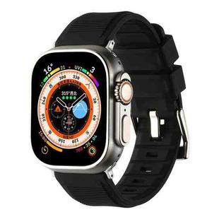 For Apple Watch 7 45mm Double Ring Silicone Watch Band(Black)