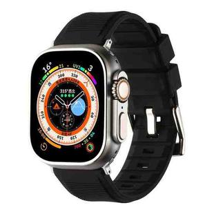 For Apple Watch 6 40mm Double Ring Silicone Watch Band(Black)