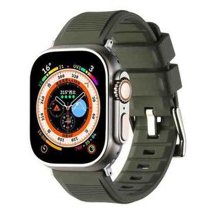 For Apple Watch 4 44mm Double Ring Silicone Watch Band(Dark Green)