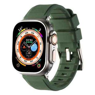 For Apple Watch 9 41mm Double Ring Silicone Watch Band(Army Green)