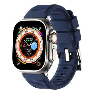 For Apple Watch 9 41mm Double Ring Silicone Watch Band(Dark Blue)