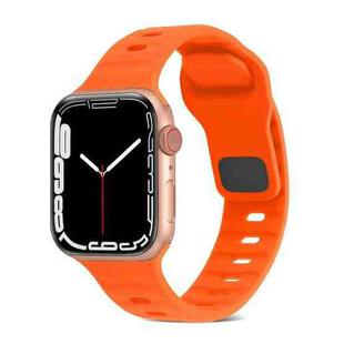 For Apple Watch 8 41mm Square Buckle Stripes Silicone Watch Band(Orange)