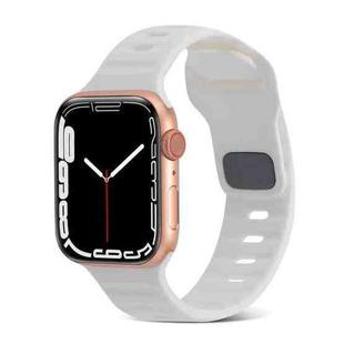 For Apple Watch Series 8 41mm Square Buckle Stripes Silicone Watch Band(White)