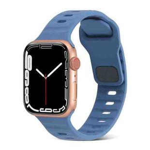 For Apple Watch 8 41mm Square Buckle Stripes Silicone Watch Band(Light Blue)