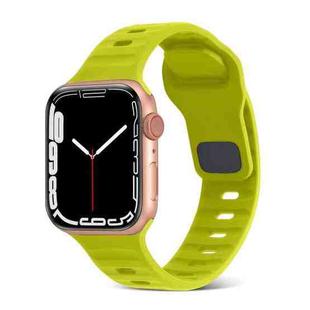 For Apple Watch 8 41mm Square Buckle Stripes Silicone Watch Band(Fluorescent Green)