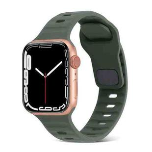 For Apple Watch 8 45mm Square Buckle Stripes Silicone Watch Band(Army Green)