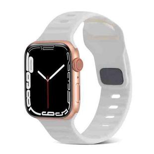 For Apple Watch 7 41mm Square Buckle Stripes Silicone Watch Band(White)