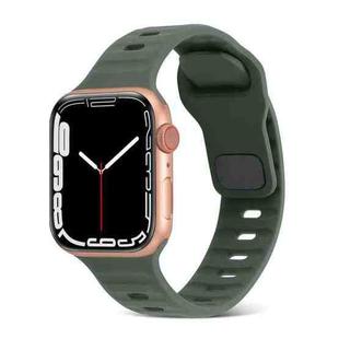 For Apple Watch Series 7 41mm Square Buckle Stripes Silicone Watch Band(Army Green)