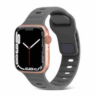 For Apple Watch Series 7 41mm Square Buckle Stripes Silicone Watch Band(Dark Grey)