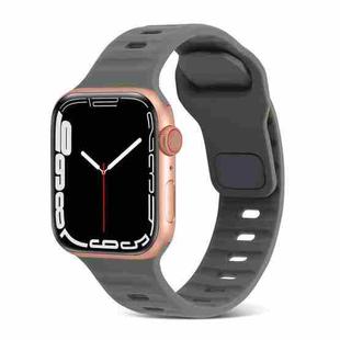 For Apple Watch 6 44mm Square Buckle Stripes Silicone Watch Band(Dark Grey)