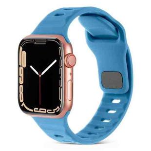 For Apple Watch 2 42mm Square Buckle Stripes Silicone Watch Band(Blue)