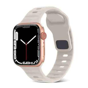 For Apple Watch 2 42mm Square Buckle Stripes Silicone Watch Band(Starlight)