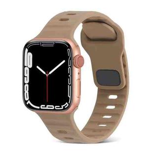 For Apple Watch 2 38mm Square Buckle Stripes Silicone Watch Band(Brown)