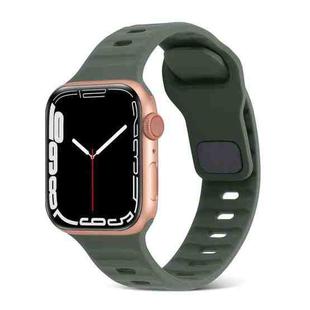 For Apple Watch 42mm Square Buckle Stripes Silicone Watch Band(Army Green)