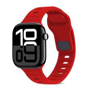 For Apple Watch Series 10 46mm Square Buckle Stripes Silicone Watch Band(Red)