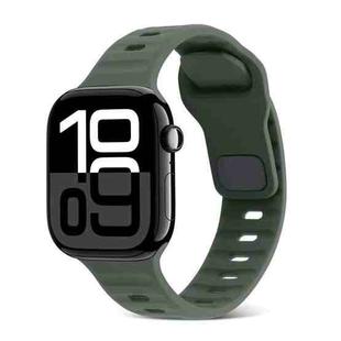 For Apple Watch Series 10 46mm Square Buckle Stripes Silicone Watch Band(Army Green)