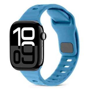 For Apple Watch Series 10 46mm Square Buckle Stripes Silicone Watch Band(Blue)