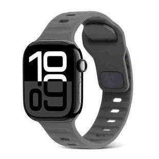 For Apple Watch Series 10 46mm Square Buckle Stripes Silicone Watch Band(Dark Grey)