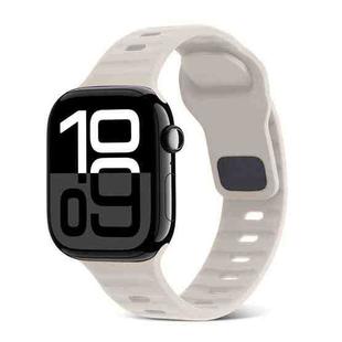 For Apple Watch Series 10 46mm Square Buckle Stripes Silicone Watch Band(Starlight)